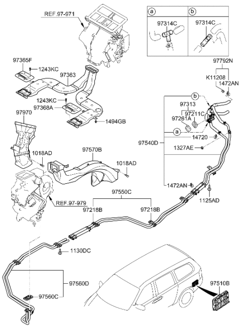 2006 Hyundai Entourage Pipe & Hose Assembly-Heater NO.1 Diagram for 97540-4D201