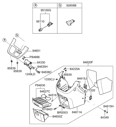 2008 Hyundai Entourage Mat-Cup Holder Diagram for 84616-4D100-KS