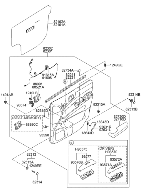 2014 Hyundai Tucson Power Window Main Switch Assembly Diagram for 93570-4D130-OA