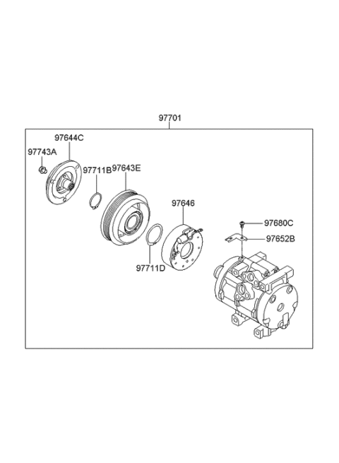 2012 Hyundai Tucson Disc & Hub Assembly-A/C Compressor Diagram for 97644-4D901