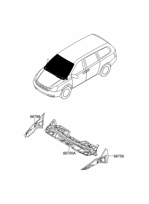 2006 Hyundai Entourage Produced After OCT.30.2006 Cowl Panel Diagram