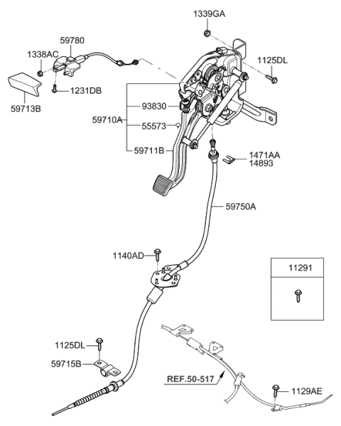 2007 Hyundai Entourage Cable Assembly-Parkng Brake Diagram for 59750-4D000