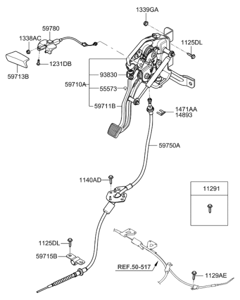 2007 Hyundai Entourage Pad-Pedal Diagram for 59711-4D500