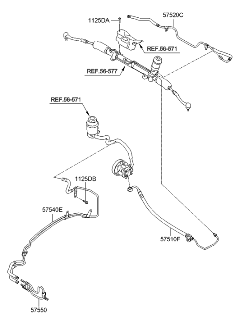 2007 Hyundai Entourage Power Steering Hose & Bracket Diagram