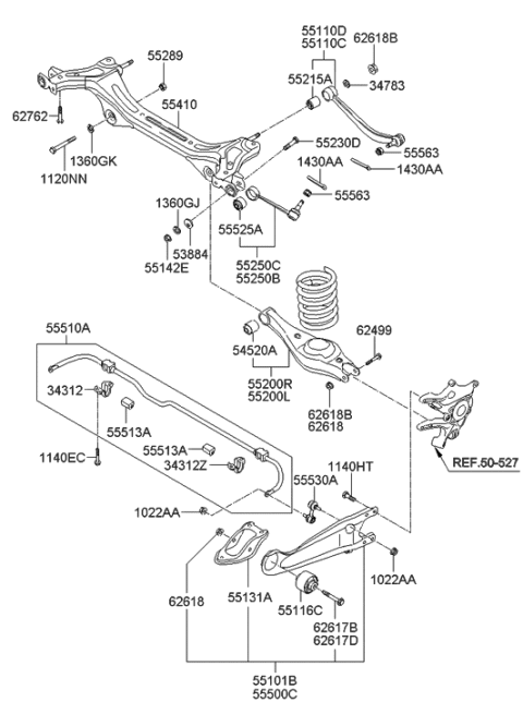 2008 Hyundai Entourage Arm Assembly-Rear Upper,RH Diagram for 55240-4D001