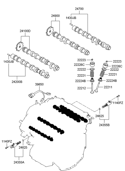 2006 Hyundai Entourage Camshaft & Valve Diagram 2