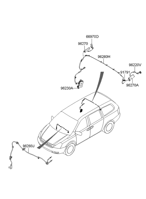 2006 Hyundai Entourage Cord Assembly-Glass Antenna Diagram for 96270-4D400