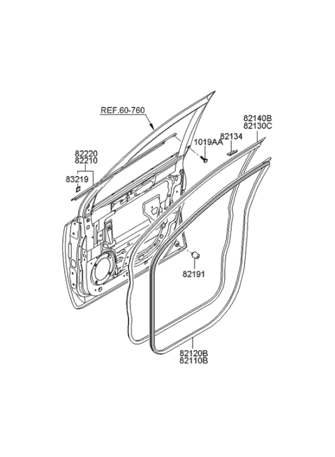 2008 Hyundai Entourage Front Door Moulding Diagram