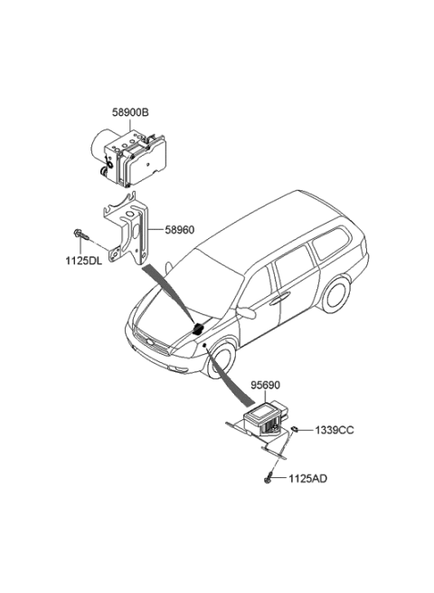 2012 Hyundai Tucson Sensor Assembly-Yaw Rate&G Diagram for 95690-4D000