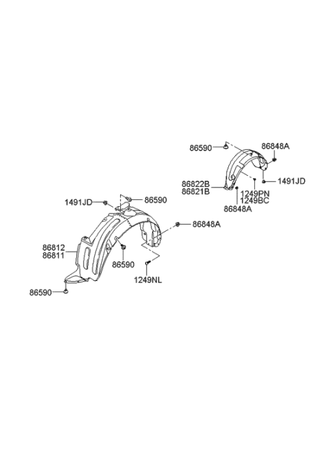 2007 Hyundai Entourage Wheel Gaurd Diagram