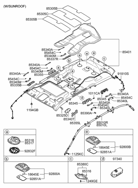 2008 Hyundai Entourage Sunvisor & Head Lining Diagram 2