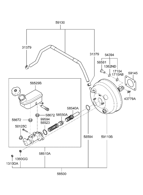 2008 Hyundai Entourage Hose Assembly-Brake Booster Vacuum Diagram for 59130-4D250