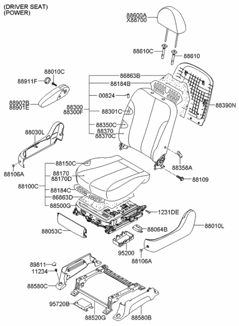 2007 Hyundai Entourage Front Seat Diagram 4