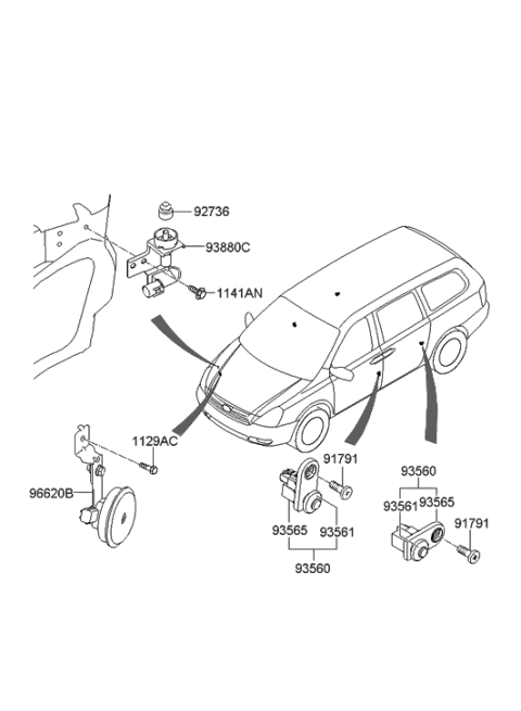 2014 Hyundai Tucson Switch Assembly-Hood Diagram for 93880-4J000