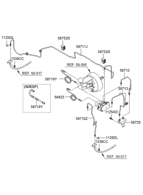 2012 Hyundai Tucson Tube-Hydraulic Module To Connector RH Diagram for 58713-4D000
