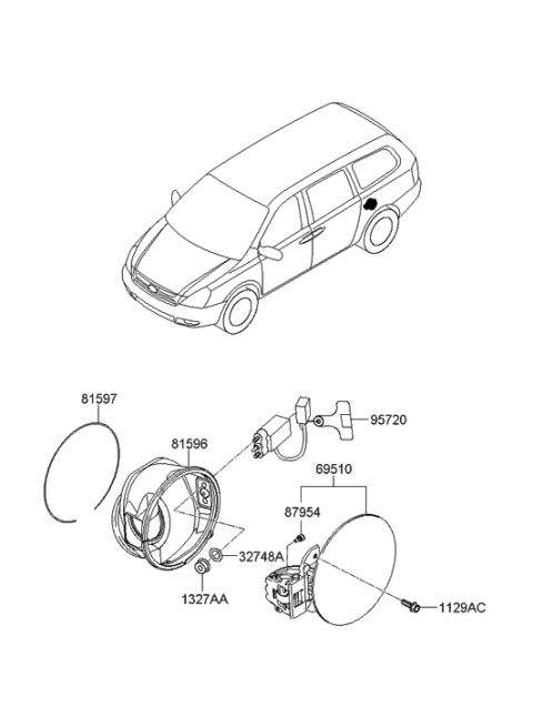 2007 Hyundai Entourage Sealing-Fuel Filler Door Catch Diagram for 81595-4D000