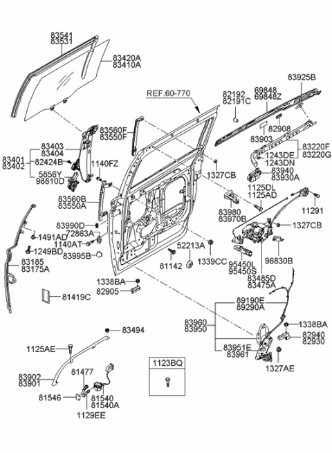 2007 Hyundai Entourage Roller Arm Assembly-Rear Door Upper,RH Diagram for 83980-4D000