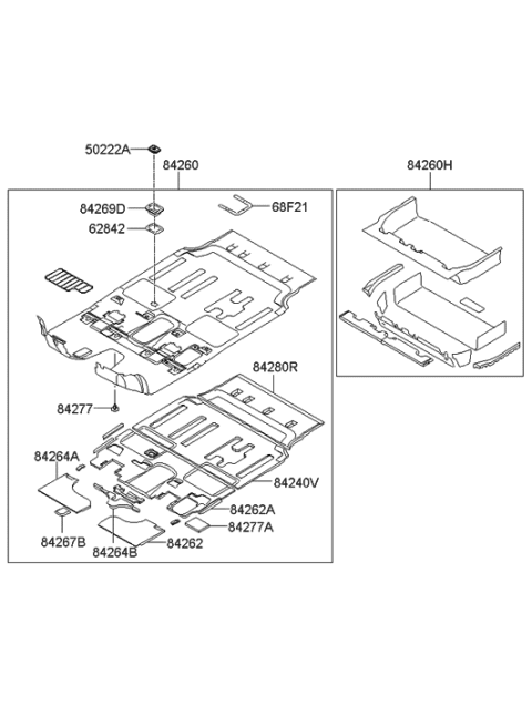 2015 Hyundai Tucson Carpet Assembly-Rear Floor Diagram for 84265-4D200-CS