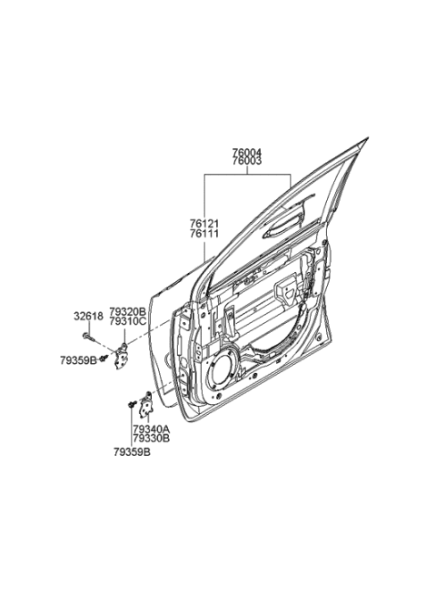 2006 Hyundai Entourage Produced After OCT.30.2006 Panel-Front Door Diagram