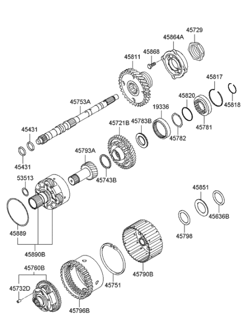 2006 Hyundai Entourage Race-Inner O.W.C Diagram for 45780-3A500