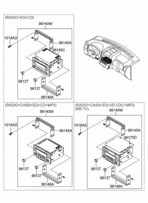 2014 Hyundai Tucson Bracket-Audio,Upper Diagram for 96145-4D500