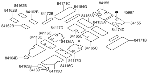 2006 Hyundai Entourage Pad-Antivibration Rear Floor Center Side,LH Diagram for 84153-4D500