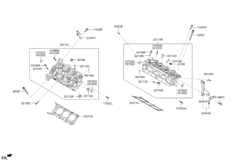 2014 Hyundai Tucson Head Sub Assembly-Cylinder, RH Diagram for 22110-3C200-A
