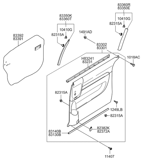 2007 Hyundai Entourage Panel Assembly-Rear Door Window Trim,RH Diagram for 83360-4D010-KS