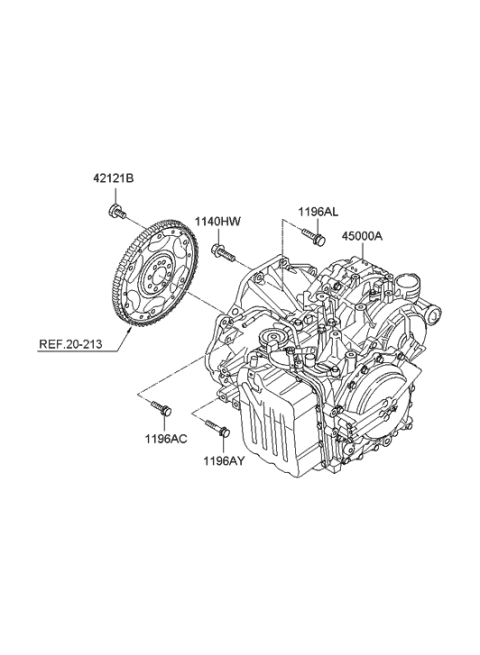 2012 Hyundai Tucson Reman Automatic Transmission Assembly Diagram for 00268-3A500