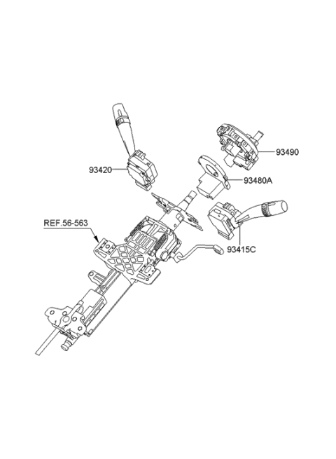 2015 Hyundai Tucson Switch Assembly-Lighting & Turn Signal Diagram for 93410-4D200