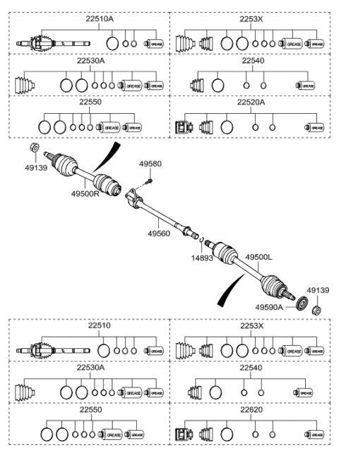 2015 Hyundai Tucson Boot Set-Inner Joint Diagram for 49595-4D000