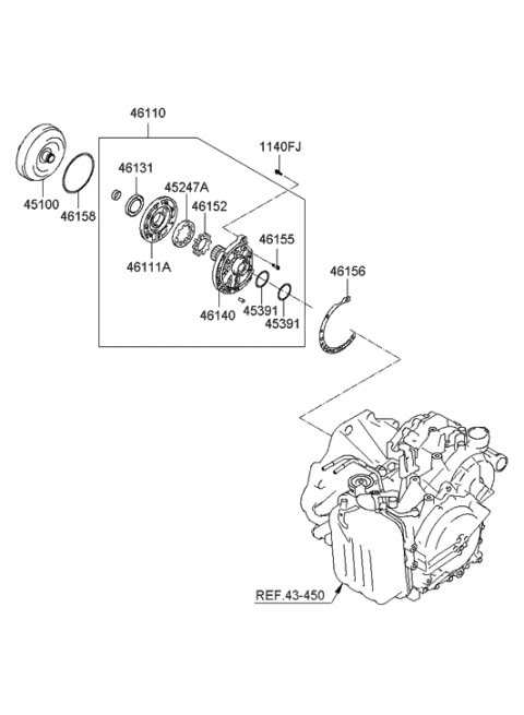 2006 Hyundai Entourage Support Assembly-Reaction Shaft Diagram for 46130-3A500