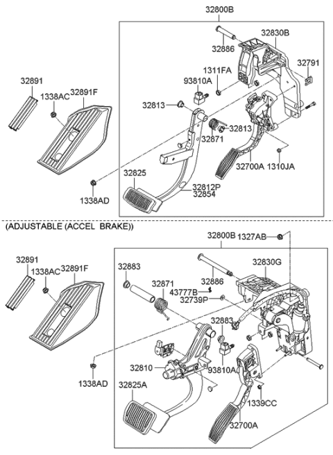 2008 Hyundai Entourage Cap-Foot Rest Diagram for 32895-4D000-CS