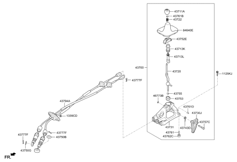 2014 Hyundai Tucson Shift Lever Control (MTM) Diagram