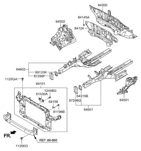 2021 Hyundai Santa Fe Reinforcement.-Front End, LH Diagram for 64738-2S000