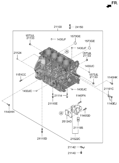 2014 Hyundai Tucson Block Assembly-Cylinder Diagram for 360Y3-2GH00-B