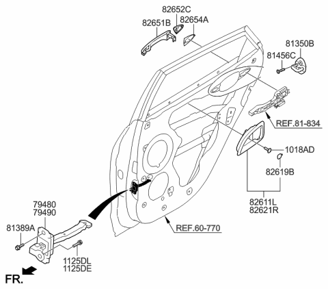 2014 Hyundai Tucson Checker Assembly-Rear Door,LH Diagram for 79480-2S000