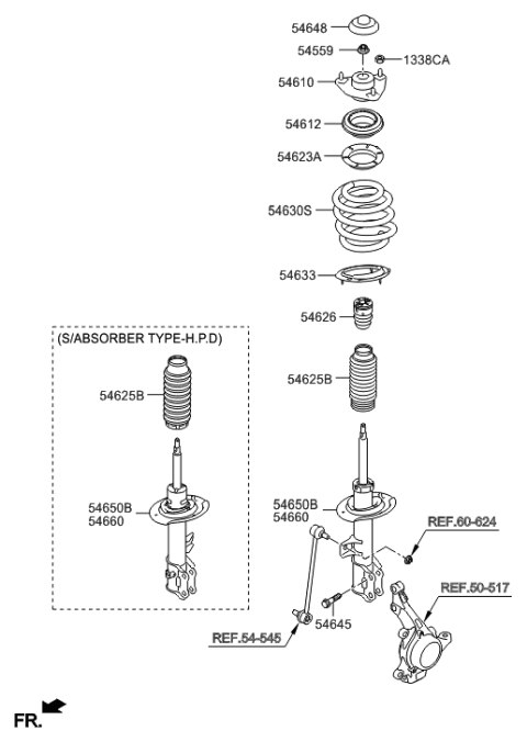2021 Hyundai Santa Fe Front Spring Pad,Lower Diagram for 54633-2S000