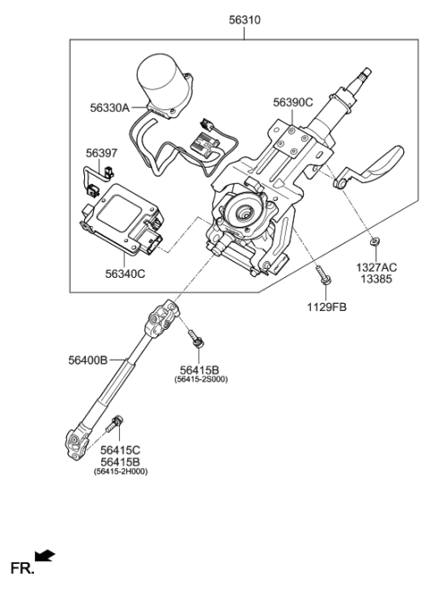 2014 Hyundai Tucson Column & Housing Assembly Diagram for 56390-2S990