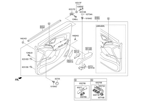 2021 Hyundai Santa Fe Power Window Main Switch Assembly Diagram for 93570-2S100-MBS