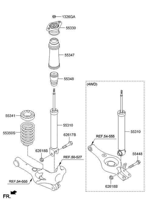 2021 Hyundai Santa Fe Rear Shock Absorber Assembly Diagram for 55311-2S860
