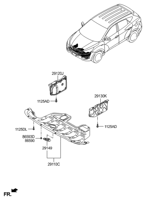 2014 Hyundai Tucson Panel-Side Cover,LH Diagram for 29130-2S150