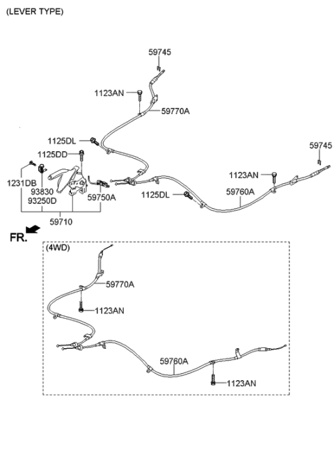 2014 Hyundai Tucson Lever Assembly-Parking Brake Diagram for 59710-2S000-MBS