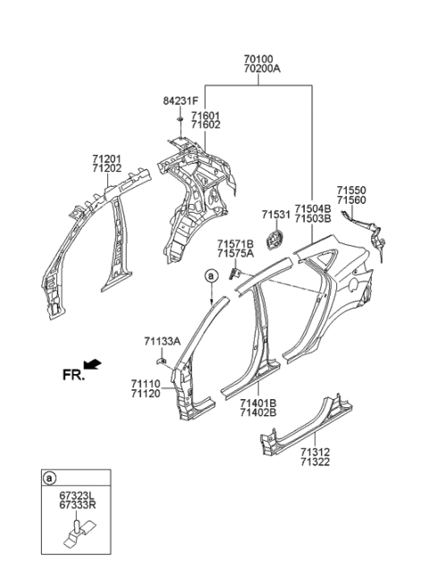 2021 Hyundai Santa Fe Pillar Assembly-Front Inner,RH Diagram for 71202-2S300