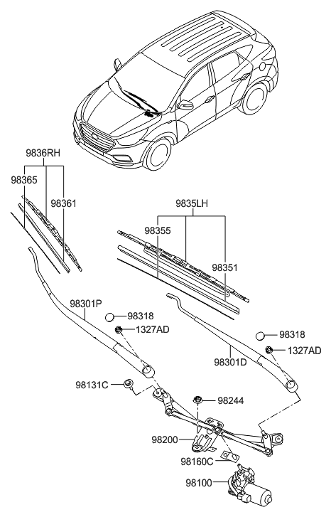 2014 Hyundai Tucson Windshield Wiper Diagram