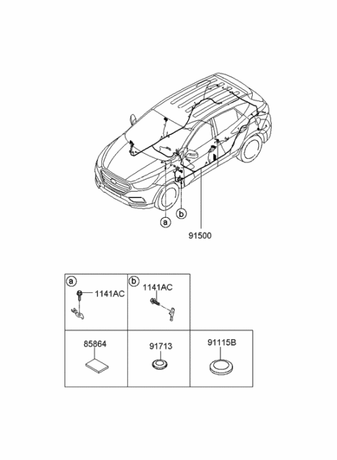 2014 Hyundai Tucson Wiring Assembly-Floor Diagram for 91715-2S360