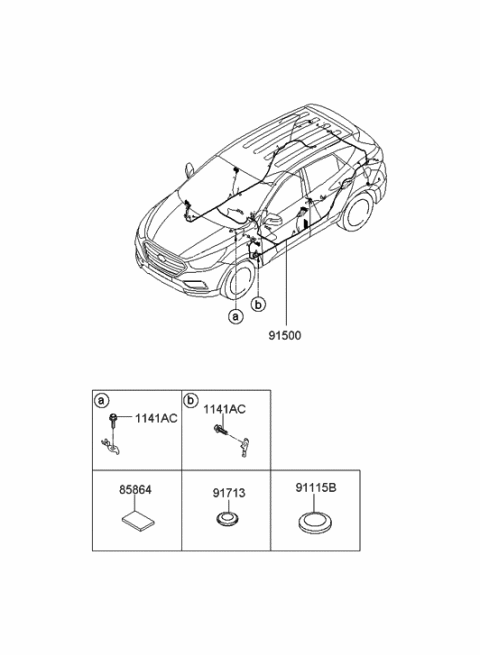 2014 Hyundai Tucson Wiring Assembly-Floor Diagram for 91715-2S200