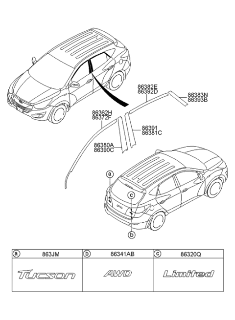 2014 Hyundai Tucson Limited Emblem Diagram for 86318-2S500