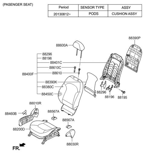 2014 Hyundai Tucson Back Assembly-Front Seat Passenger Diagram for 88304-2S055-TLU