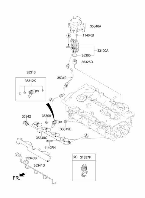 2014 Hyundai Tucson Throttle Body & Injector Diagram 2